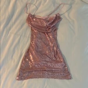 Pink Sequin Mini Dress